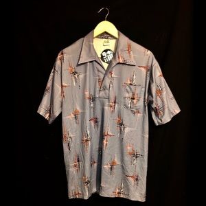 Abstract 1979s Stuart Mann of California Button Up
